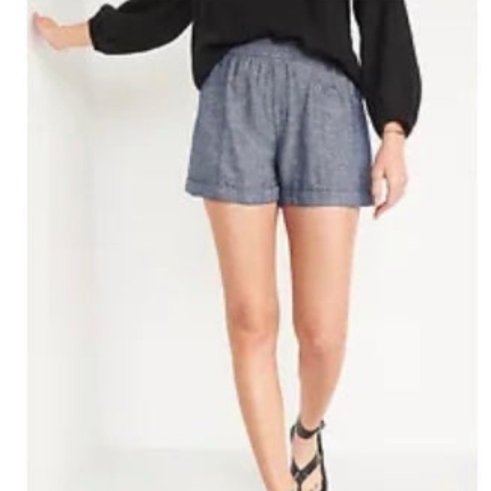 Old Navy blue linen blend shorts high rise size L